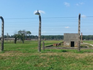 Auschwitz-Birkenau - utsikten från en av lägrets "hus".